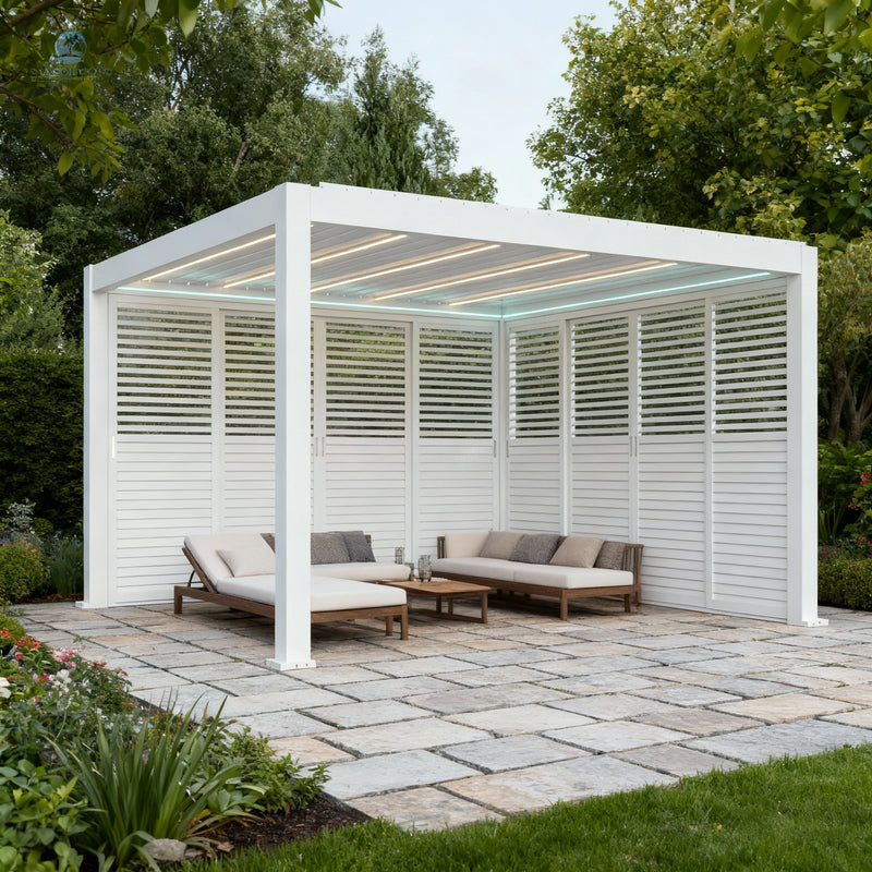 Ausstellungsmodell: SkyMax Ultra Aluminium Pergola LED 3m x 6m motorisiert weiss