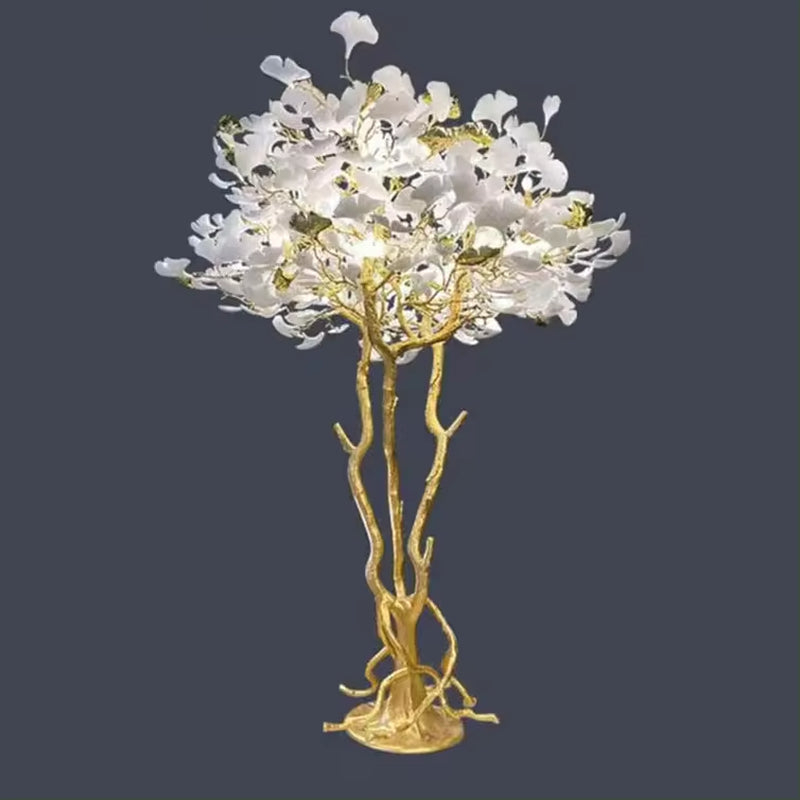 Custom Project Hotel Indoor Decoration Villa Ginkgo Ceramics LED Floor Lamp