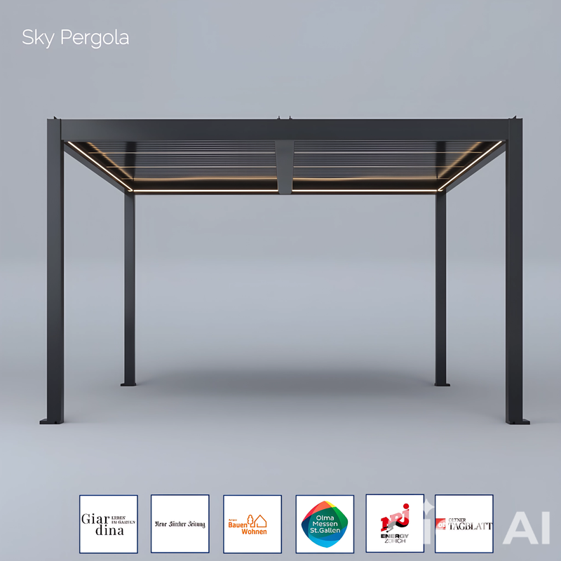 SkyMotion LED Aluminium Pergola 4m x 4m motorisiert