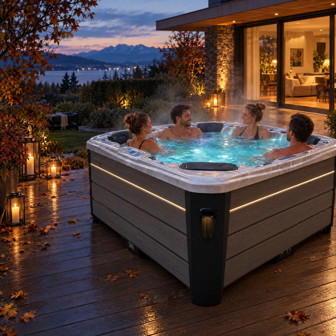 Whirlpool am Abend im Garten