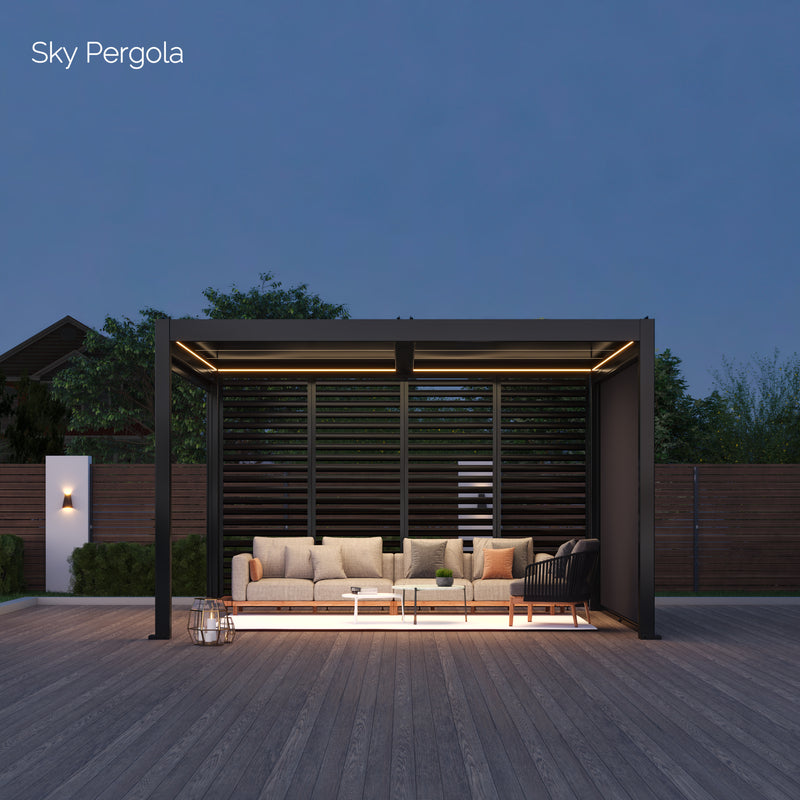 SkyMotion LED Aluminium Pergola 4m x 4m motorisiert