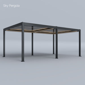 Ausstellungsmodell: SkyMotion LED Aluminium Pergola 4m x 5m motorisiert (LED nur im Rahmen)