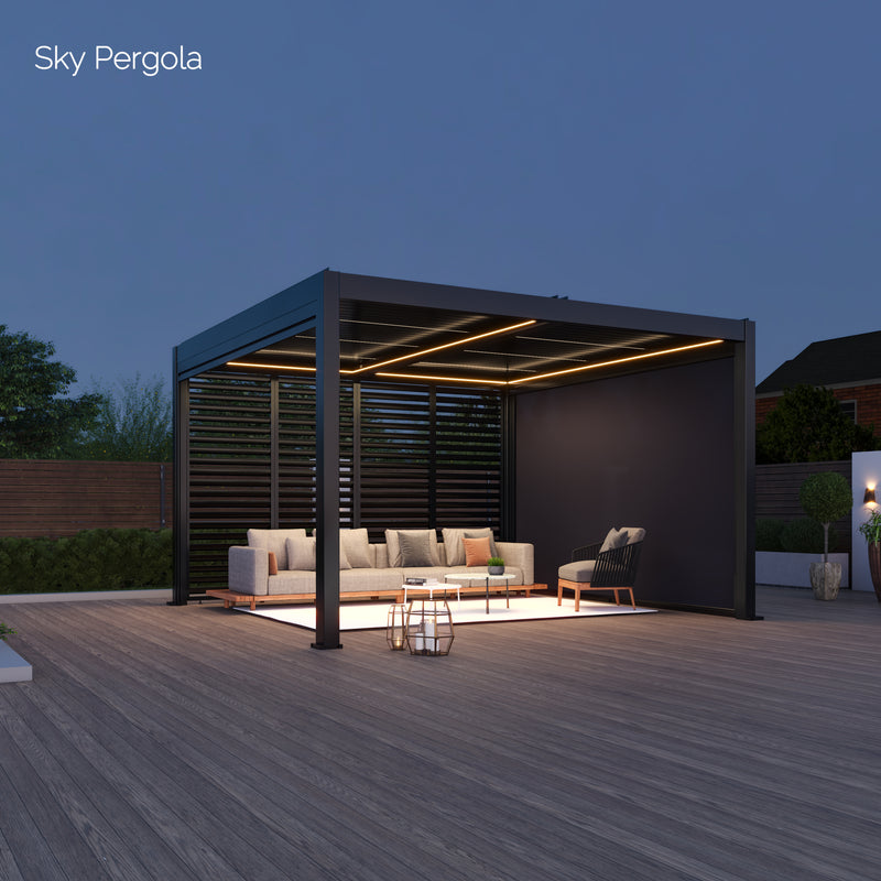 SkyMotion LED Aluminium Pergola 4m x 4m motorisiert