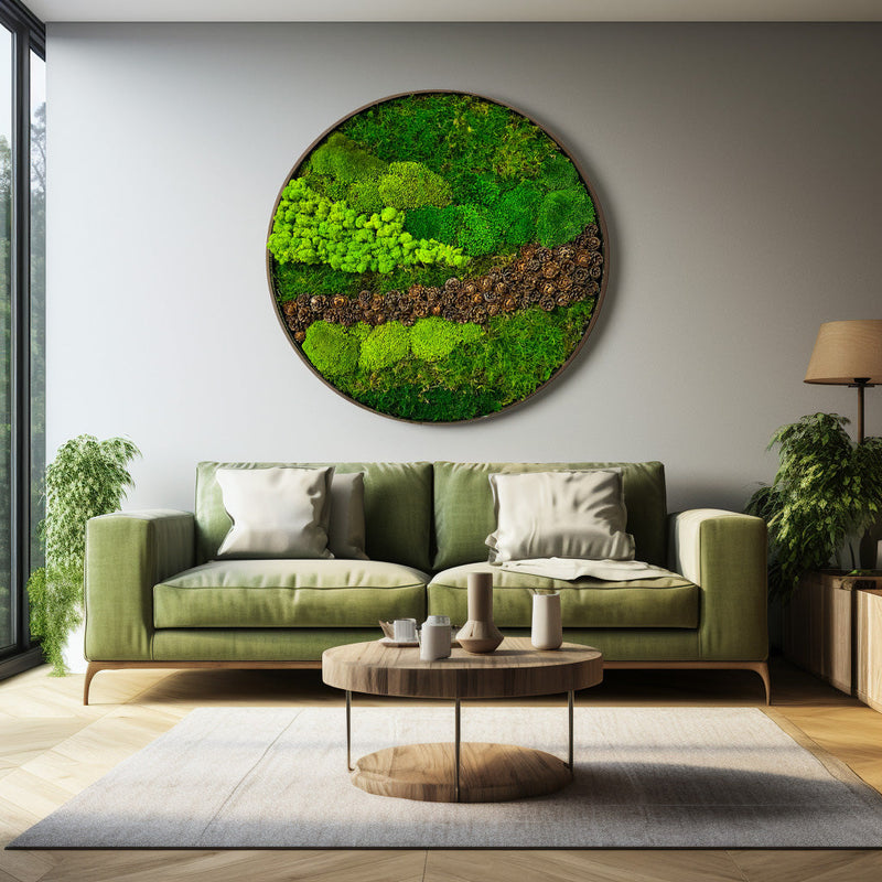 Moos-Bild Pinecone Stream Durchmesser 60cm