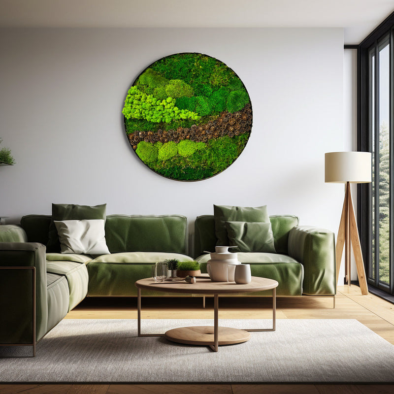 Moos-Bild Pinecone Stream Durchmesser 60cm