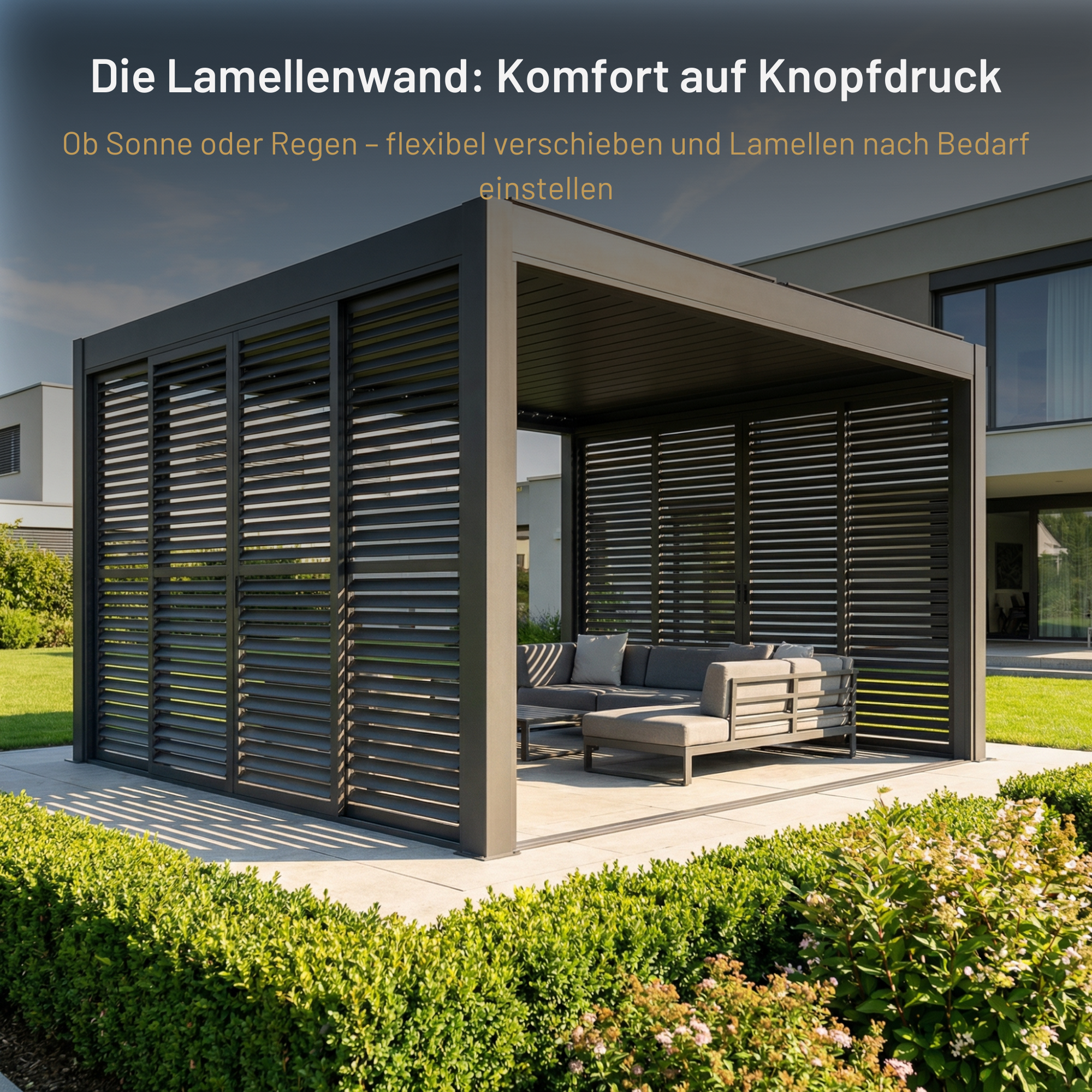 Sky Pergola sliding slatted wall