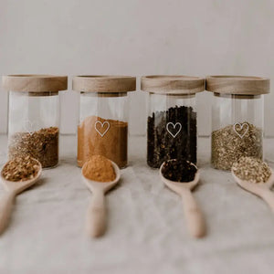 Mini storage jars heart in set of 6