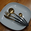 Verona cutlery set black gold 16 pieces
