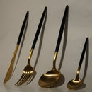 Verona cutlery set black gold 16 pieces