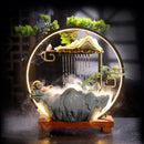 Indoor water fountain with LED ring and steam effect