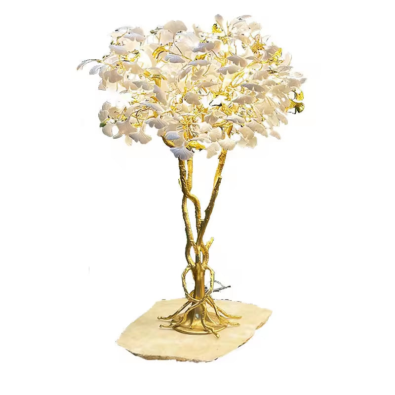 Custom Project Hotel Indoor Decoration Villa Ginkgo Ceramics LED Floor Lamp