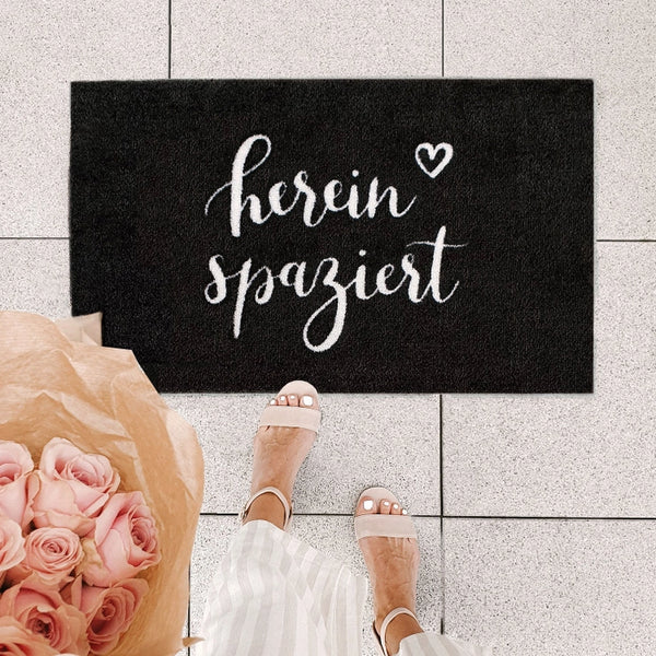 Washable doormat Hereinspaziert black 75cm x 45cm