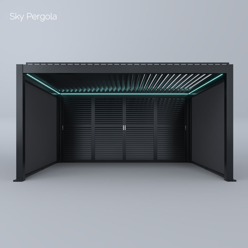 Sky Pergola sliding slatted wall