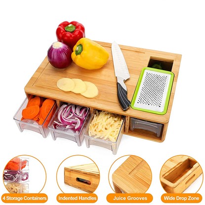 Bamboo cutting board with rasps set