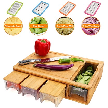 Bamboo cutting board with rasps set