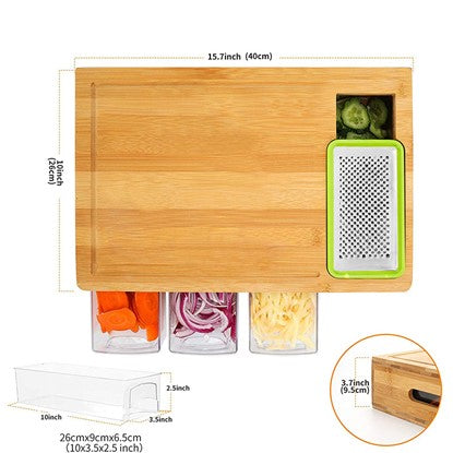 Bamboo cutting board with rasps set