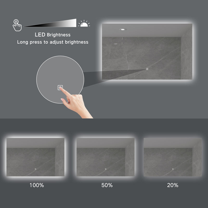 Mirrora LED mirror with dimming function 100cm x 60cm