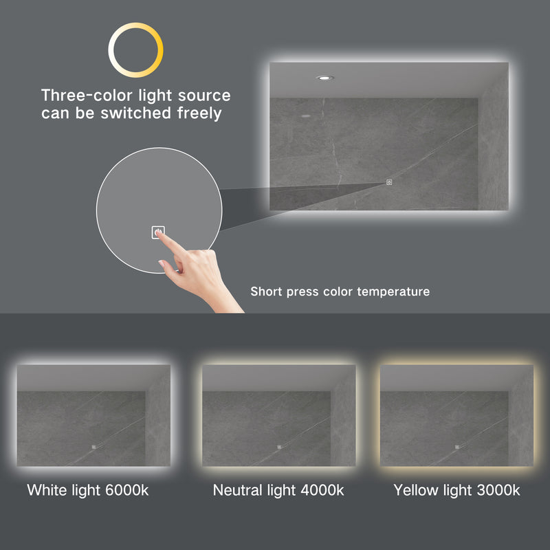 Mirrora LED mirror with dimming function 100cm x 60cm