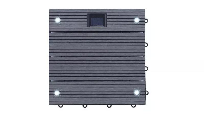 WPC click tile with LED 1 m2 gray