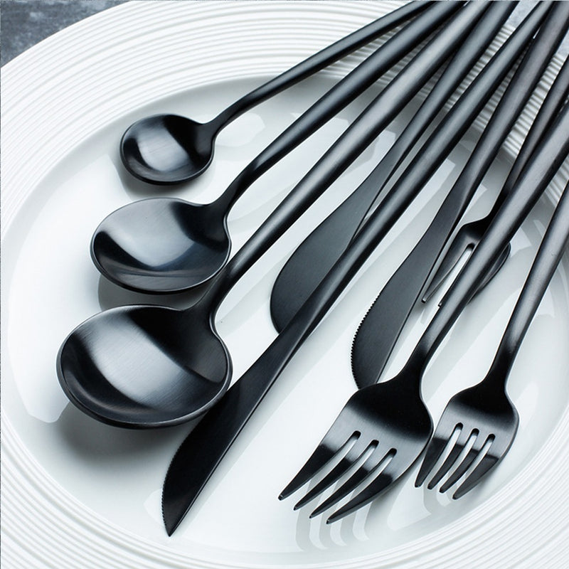 Verona Cutlery Set Black 16 pieces