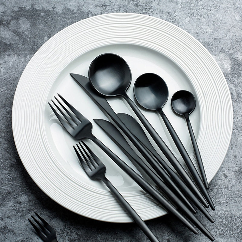 Verona Cutlery Set Black 16 pieces
