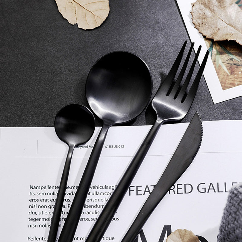 Verona Cutlery Set Black 16 pieces