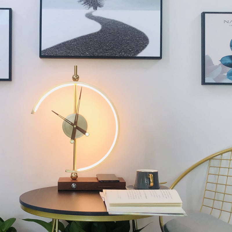 Modern clock/nightstand lamp with wireless charging station