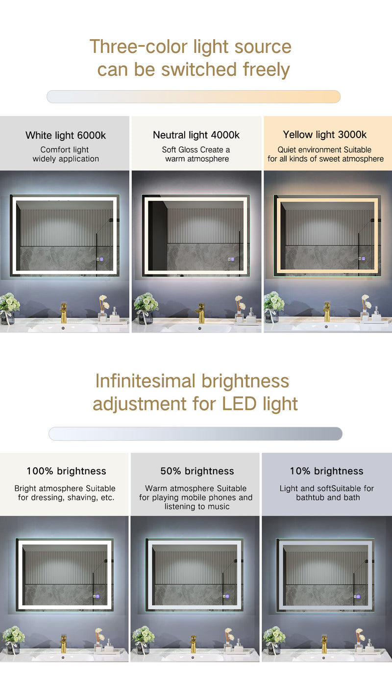 Mirrora Miroir LED haut de gamme avec toutes les fonctions 180 cm x 80 cm