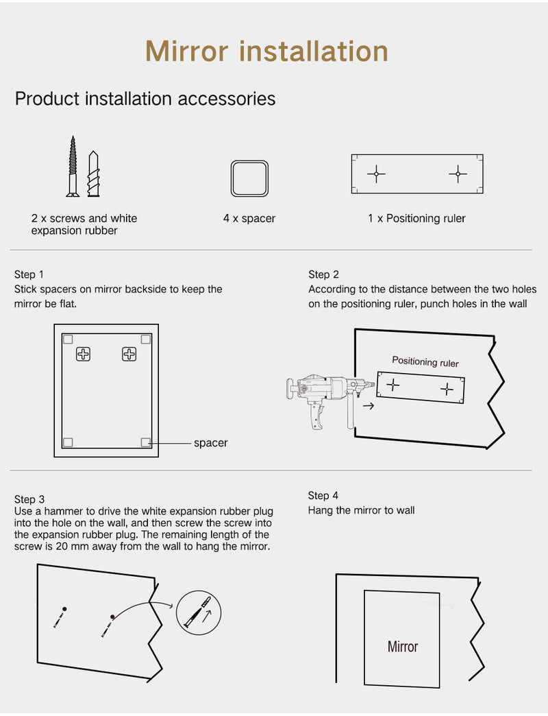 Mirrora Miroir LED haut de gamme avec toutes les fonctions 180 cm x 80 cm