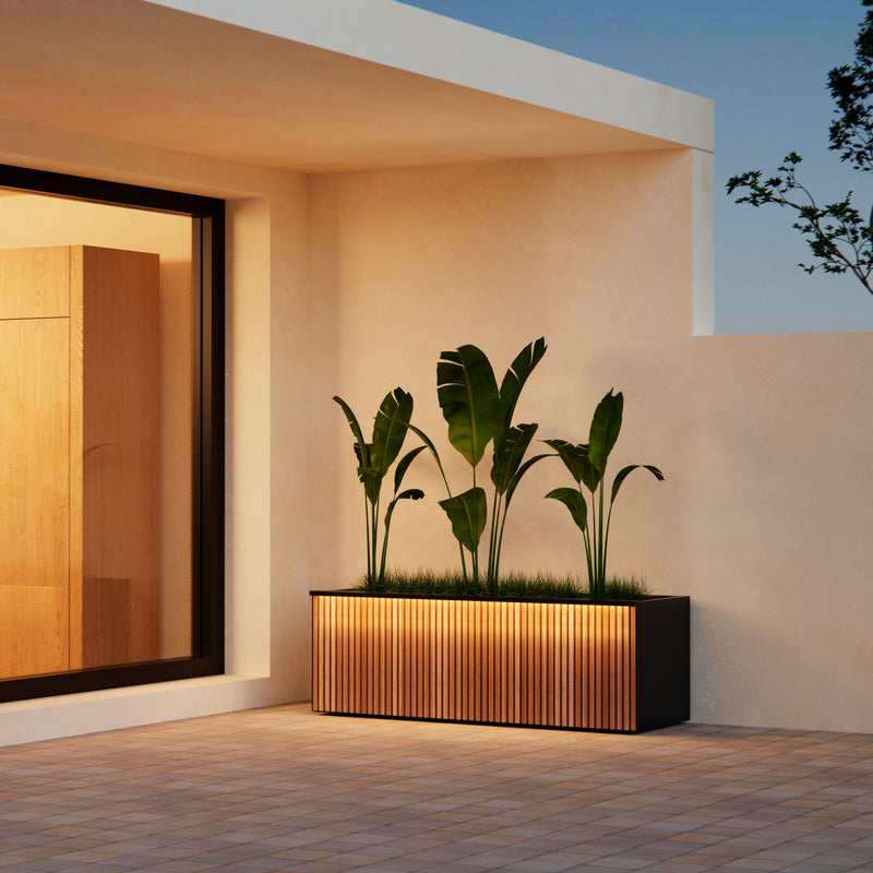 Pot à plantes surélevé avec éclairage LED