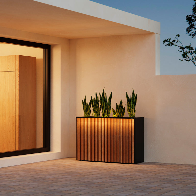 Pot à plantes surélevé avec éclairage LED