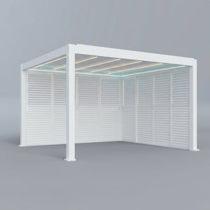 Modèle d'exposition : SkyMax Ultra aluminium pergola LED 3m x 6m motorisé blanc