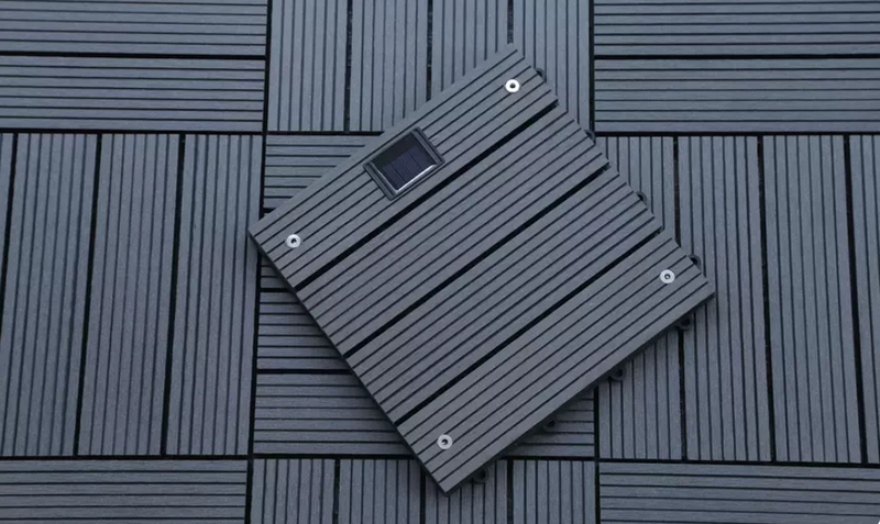 Carreau à clipser WPC avec LED 1 m2 Gris