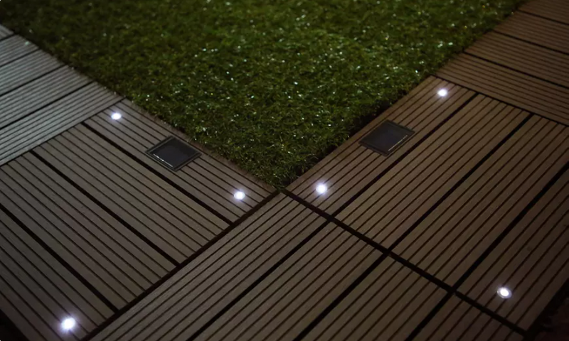 Carreau à clipser WPC avec LED 1 m2 Gris