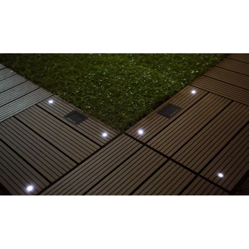 Carreau à clipser WPC avec LED 1 m2 Gris