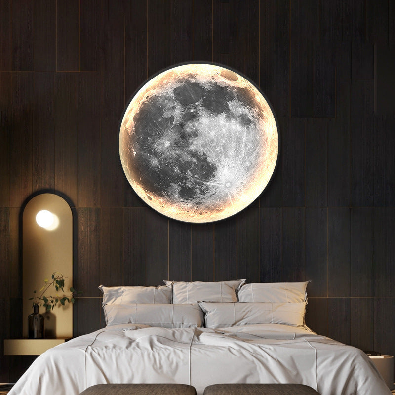 Murale acrilico appeso con illuminazione Luna 100cm