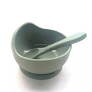Ciotola in silicone con ventosa e cucchiaio - Salvia