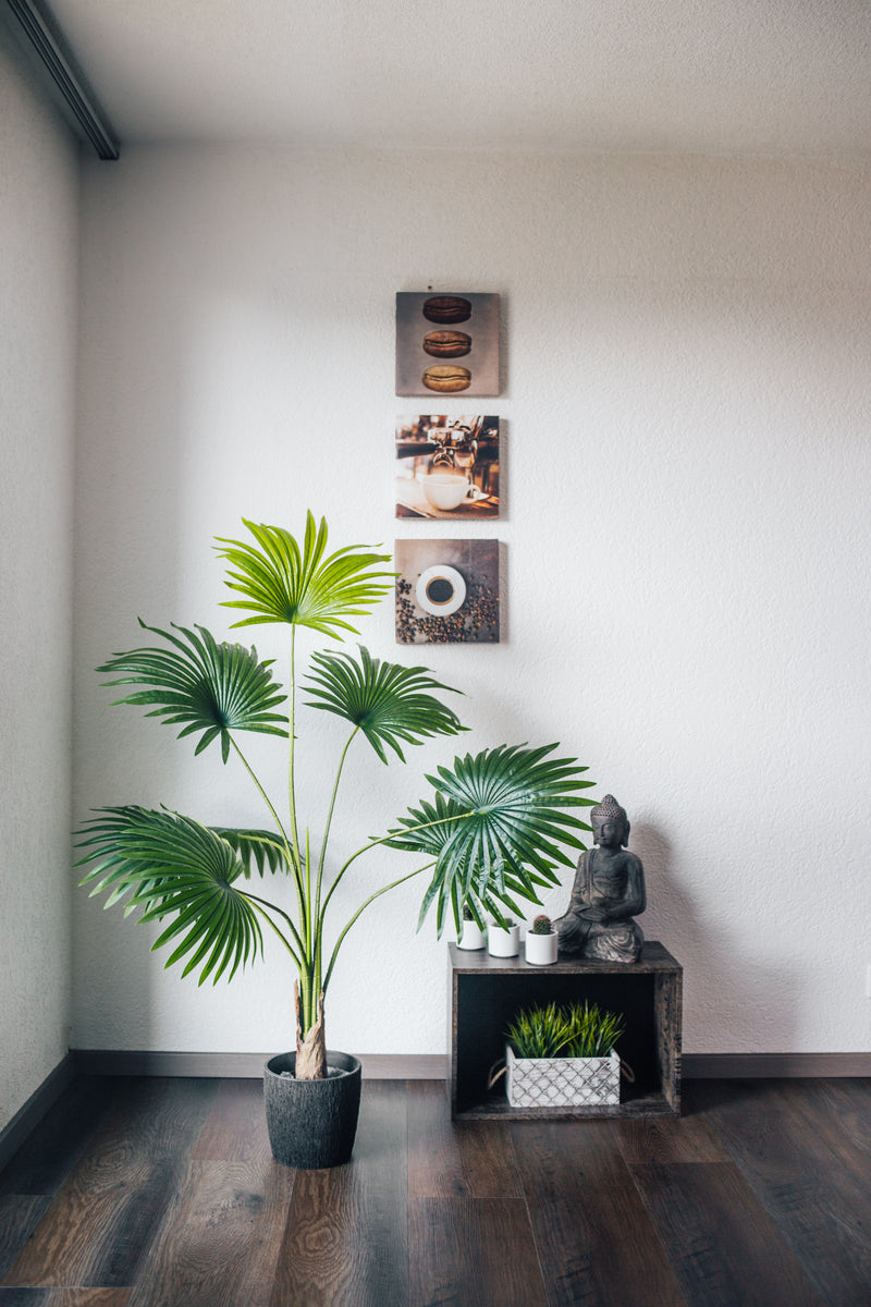 Planta artificiale Palmito Chamaerops Humilis 140 cm
