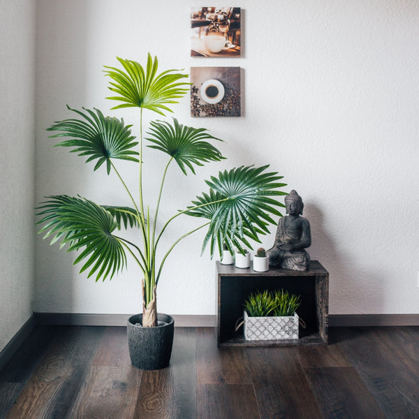 Pianta artificiale Ventaglio di palma Chamaerops Humilis 140 cm