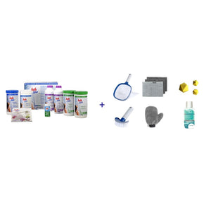 Starter Kit Chimica della piscina + Set di pulizia